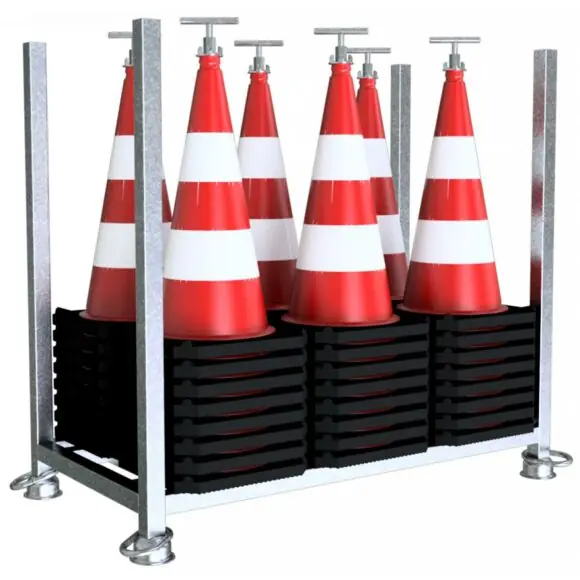 Ausverkauf Leitkegel Set - 48 Stck. Leitkegel RA1/A 750 mm BASt gepr., 2-tlg. im Gestell