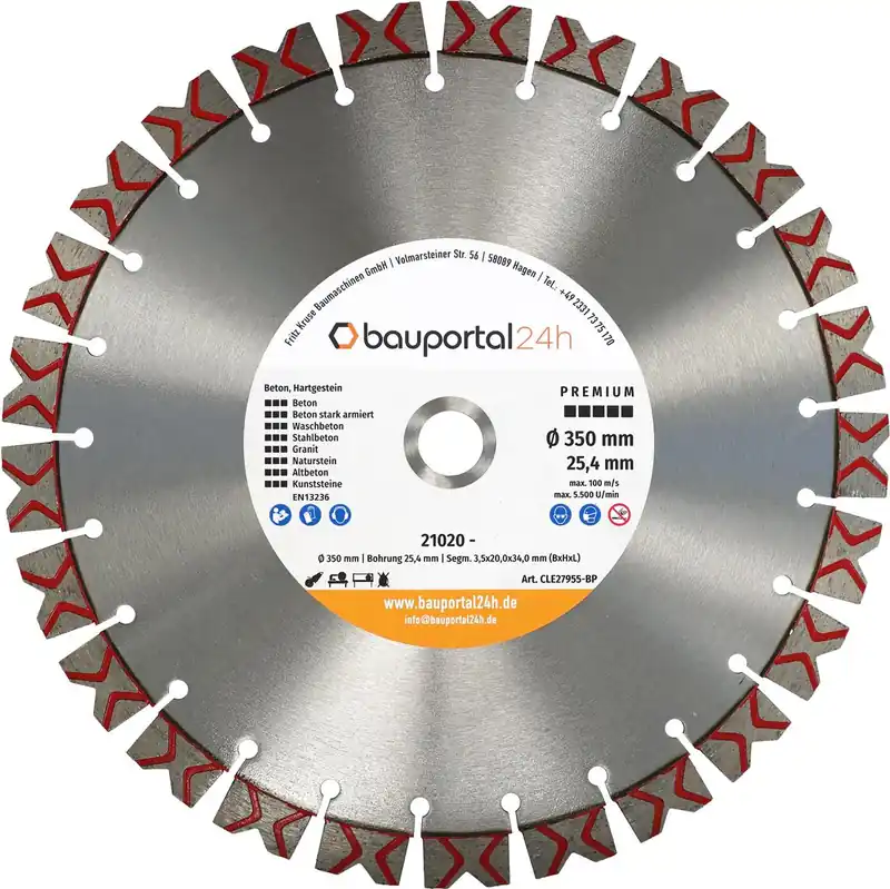 Solange Der Vorrat Reicht Premium-Diamantscheibe Ø350mm 25,4mm für Beton Universal