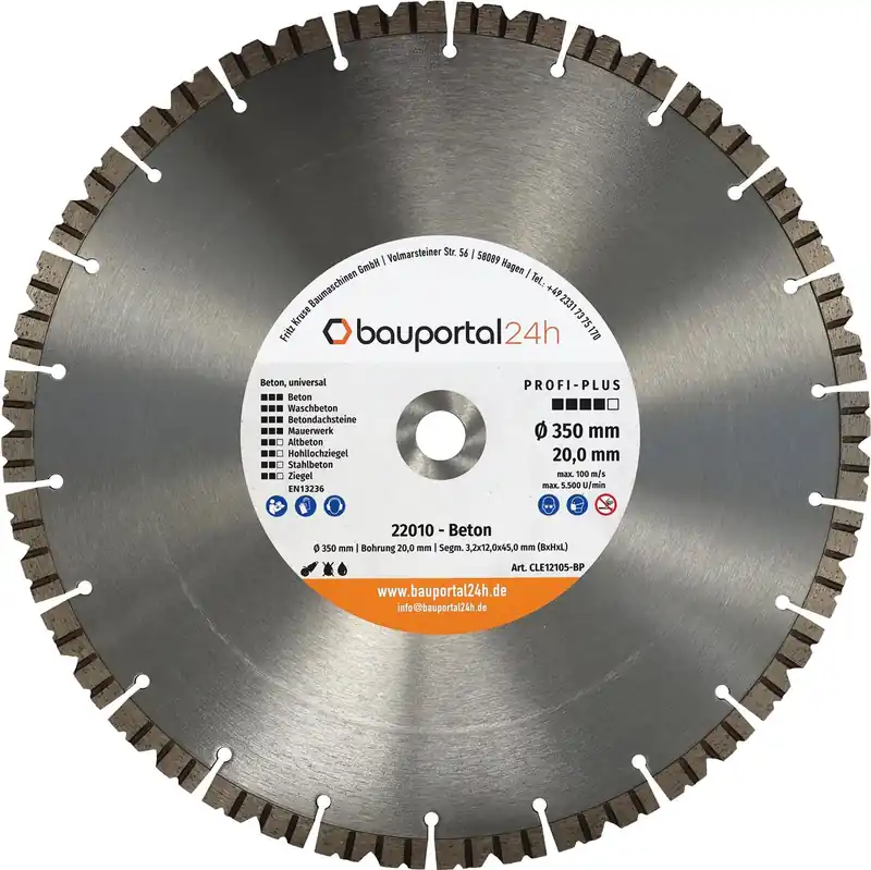 Profi Plus-Diamantscheibe Ø350mm 20mm für Beton Universal Versand Am Gleichen Tag
