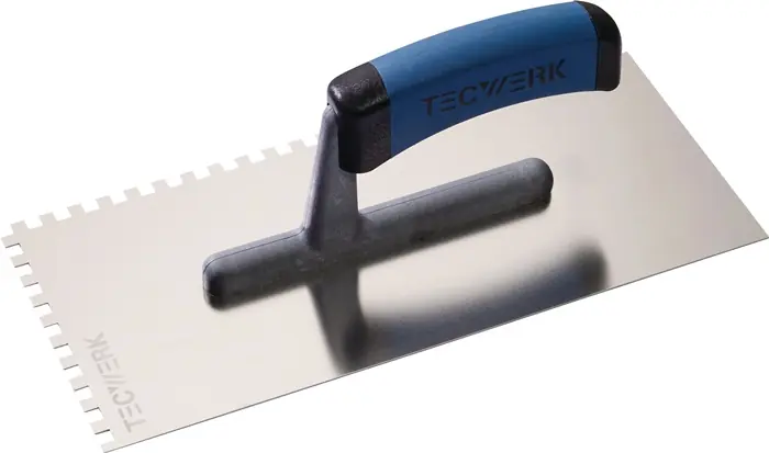 Glättekelle L.280mm B.130mm Zahn 6x6 VA S.0,7mm TECWERK Begrenztes Angebot