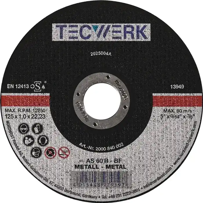 Top-Angebot Trennscheibe D115x2,5mm gekr.STA Bohr.22,23mm TECWERK VE: 25 Stück
