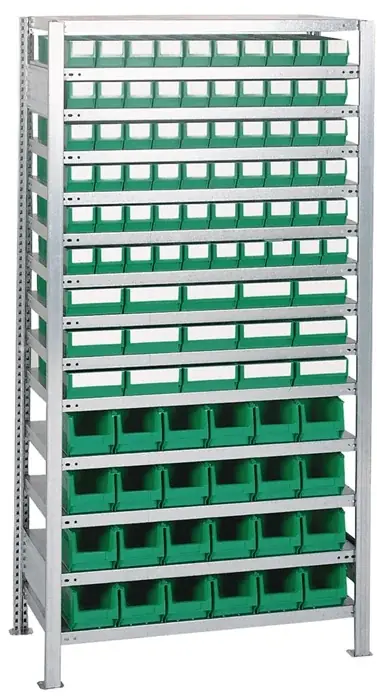 Neu Steckregal H2000xB1000xT400mm Anbauregal 14 Böden 60x3,15x4 blau 24xMK4 blau TW