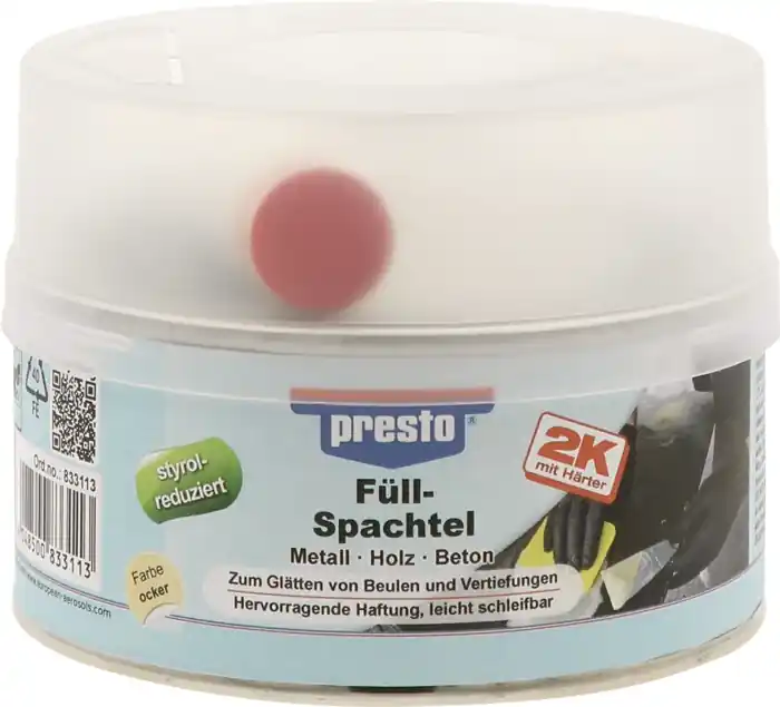 2K-Füllspachtel ocker,Härter rot 500g Dose PRESTO VE: 6 Stück Nur Für Kurze Zeit