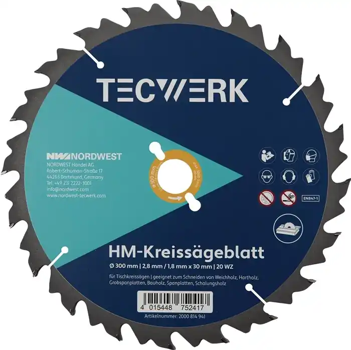 Preisreduziert Tischkreissägeblatt AD 350mm Z.24 WZ Schnitt-B.3,2mm TECWERK