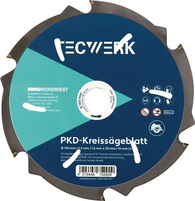 Handkreissägeblatt AD 190mm Z.6 PKD Schnitt-B.2,2mm TECWERK Finale Aktion