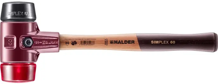 Schonhammer SIMPLEX L.405mm Kopf-Ø 60mm mittelh./hart HO Gum.schw./Plastik rot Markenware