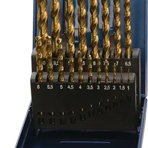 Spiralbohrersatz DIN 338 TypN D.1-10x0,5mm HSS TiN 19tlg.Ku.-Kass.TECWERK Ausverkauf