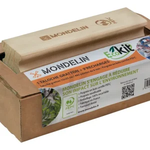 MONDELIN Edelputzkratzer Ecokit – 15 x 25 cm – PEFC-Holzgriff – 480 Dornen, 9 Ersatzauflagen Preisknaller
