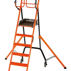 Abverkauf MONDELIN Trittleiter – 140 cm – Aluminium – Robust, kompakt & rutschfest