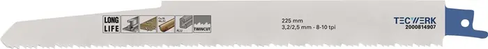 Säbelsägeblatt L.225mm B.22mm TPI 8/10 3,2/2,5mm 3 St./Karte TW Meistverkauft