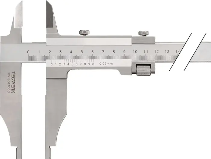 Werkstattmessschieber DIN 862 250mm m.Spitzen Schnabel-L.75mm TECWERK Jetzt Kaufen