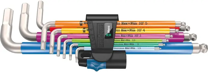 Markenware Winkelschlüsselsatz 3950/9 Hex-Plus Multicolour HF 9teilig metrisch WERA