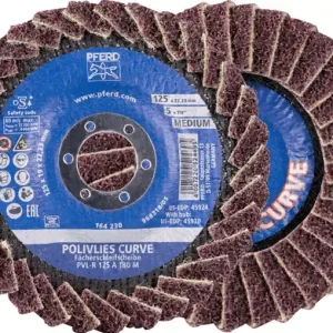 Rabatt Fächerscheibe POLIVLIES-CURVE PVL-R D.125mm K.180 Korund A PFERD TOOLS VE: 5 Stück