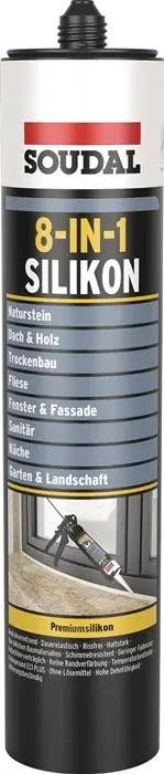 Markenware Silikondichtstoff Premium Silik.8-in-1 mamorgrau 300ml Kartusche SOUDAL VE: 12 Stück