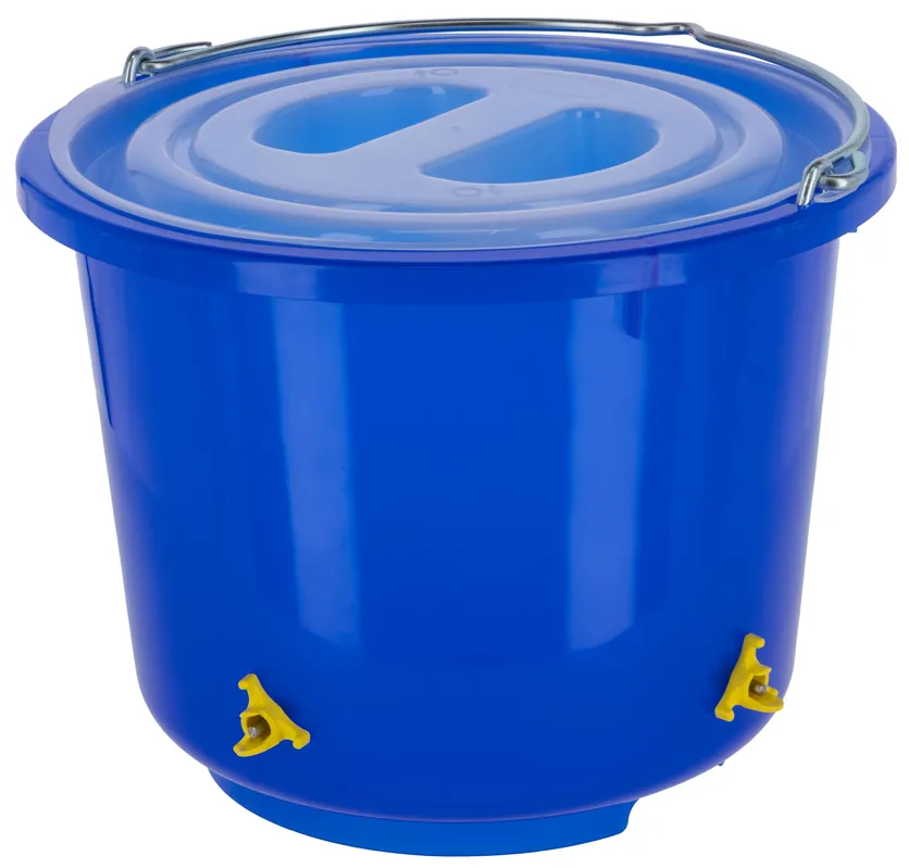 Abverkauf Kerbl Tränkeeimer 12 Liter für Geflügel blau transparent, mit 4 Nippel