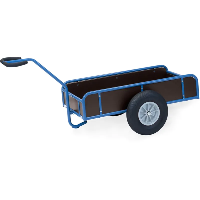 fetra Handwagen pulverbeschichtet brillantblau RAL 5007 mit 4 Wänden PU-Bereifung Günstig