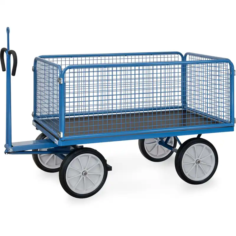 Schneller Versand fetra Handpritschenwagen pulverbeschichtet RAL 5007 Wände 600 mm mit Zugöse