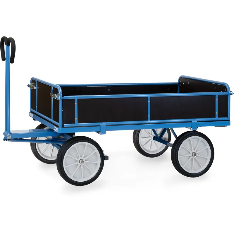 fetra Handpritschenwagen pulverbesichtet blau RAL-5007 3 Bordwände abklappbar Wochenendangebot