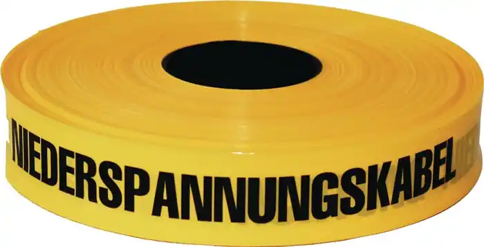 Trassenwarnband Achtung Niederspannungskabel B.40mm L.250m gelb KELMAPLAST Neu