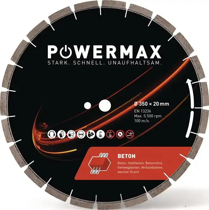 Diamanttrennscheibe PowerMax Beton D.450mm Bohr.25.4mm Seg.-B.3,4mm Günstig