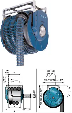 Neu Im Sortiment Abgas-Schlauchaufroller 865 - mit Federzug - Anschluss DN 160mm - mit NR-B Schlauch