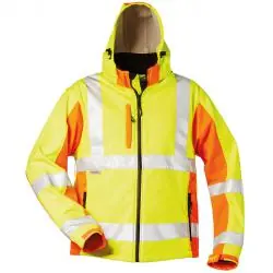 Begrenztes Angebot Warnschutz-Softshelljacke "Adam" - Gr. S bis XXXL - fluoreszierend gelb/orange - EN ISO 20471 Klasse 3 - atmungsaktiv, wind- u. wasserdicht