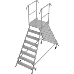 Schneller Versand Krause - PodestLeiter fahrbar - beidseitig begehbar - Aluminium - 2 x 3 bis 2 x 8 Stufen - Preis per Stück