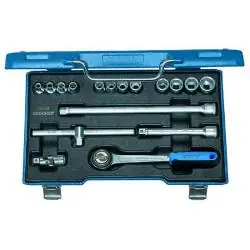 Zertifiziert Steckschlüssel-Satz 3/8" - 17-teilig - 6-kant - 6 bis 19 mm