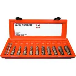 Preisreduziert HSS-Co-Eco Kernbohrer 10-er Set - ALFRA ROTABEST - 25 mm Schnitttiefe - 12,0 bis