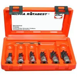 Abverkauf HSS-Co Kernbohrer 6-er RQX Set - ALFRA ROTA-QUICK - 25 mm Schnitttiefe - 12,0 bi