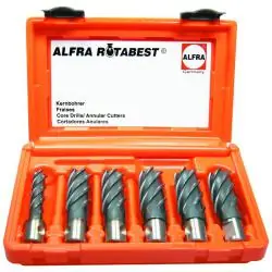 Sonderangebot HSS-Co Kernbohrer 6-er RQX Set - ALFRA ROTA-QUICK - 50 mm Schnitttiefe - 14,0 bi