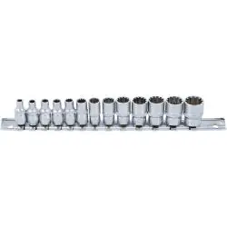 Abverkauf Steckschlüsseleinsätze 13-teilig - 1/4" - E5-E18 "Gear Lock"