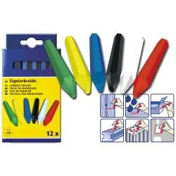 Signierkreide - Wachskreide - 4 Farben - 12 Stück Markenware