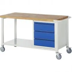 Super-Preis Werkbank "Basic 8157" - fahrbar - max. 450 kg - mit Ablageboden/ Unterbau